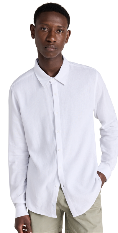 Onia Air Linen Long Sleeve Shirt In White
