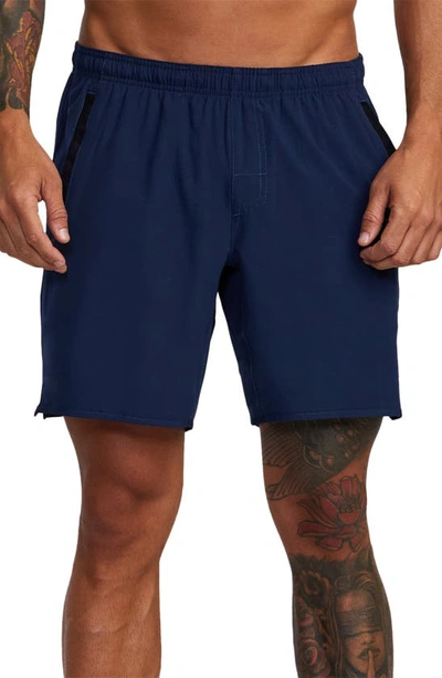 Rvca Yogger Stretch Athletic Shorts In Mid-midnight