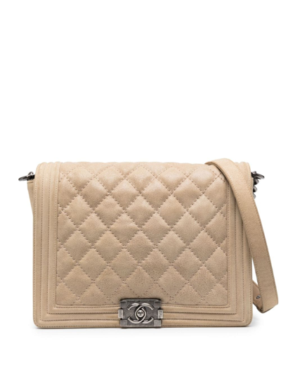 Pre-owned Chanel Boy  Shoulder Bag In Beige