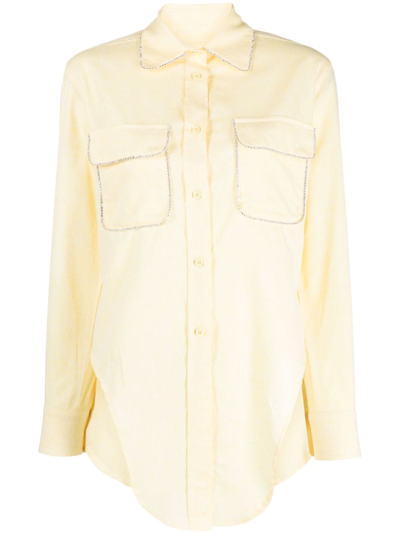 Forte Dei Marmi Couture 晶饰亚麻棉质混纺衬衫 In Yellow