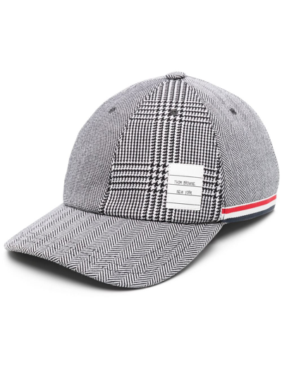 Thom Browne Multi-print Wool Baseball Cap In Black