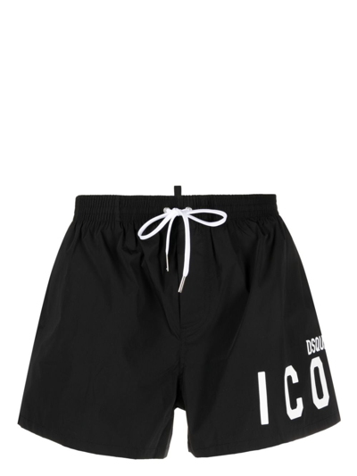 Dsquared2 Logo-print Swim Shorts In Black