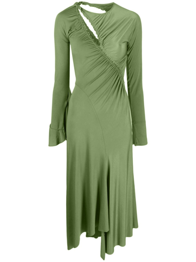 Victoria Beckham Ruched Cut-out Midi Dress In Green