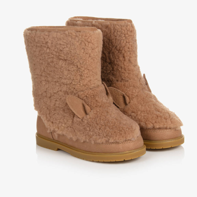 Donsje Kids' Girls Beige Wool Fur Boots