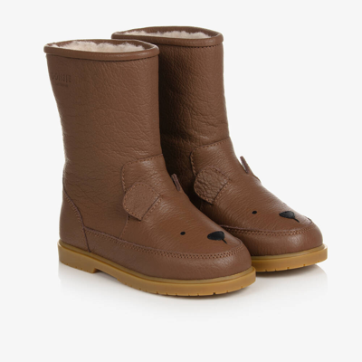 Donsje Brown Leather Bear Boots