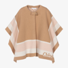 CHLOÉ GIRLS BEIGE COTTON KNIT CAPE