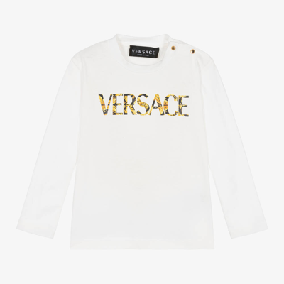 Versace Babies' White & Gold Cotton Barocco Top