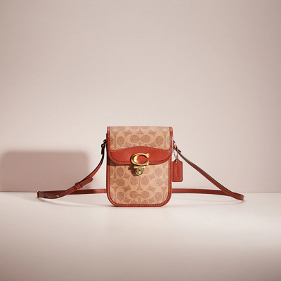 Coach Restored Tall Studio Crossbody In Signature Canvas In Brass/tan/rust