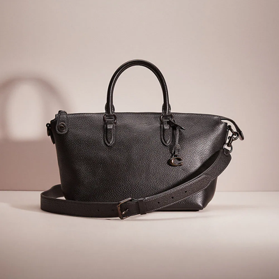 Coach Restored Cara Satchel In Pewter/black