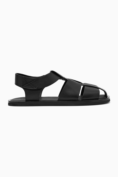 Cos Leather Fisherman Sandals In Black