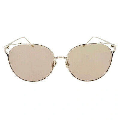 Pre-owned Linda Farrow Women's Sunglasses Oversized White Gold Joanna 6260/lfl996c3sun