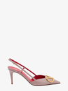 Valentino Womens Blush Vlogo 80 Pointed-toe Leather Slingback Courts In Beige