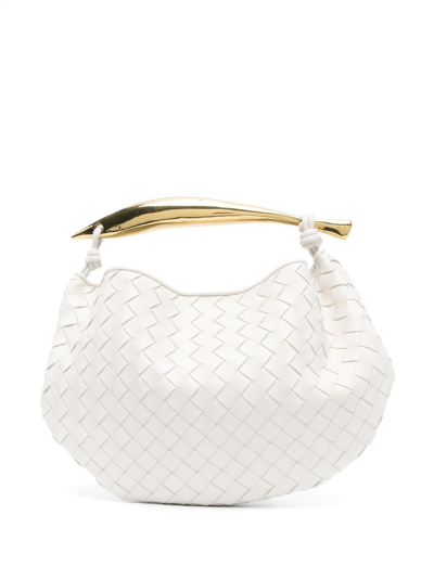 Bottega Veneta White Sardine Leather Top Handle Bag In Neutrals
