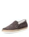 Tod's Suede Espadrille Slip-on Sneaker, Gray In Gray