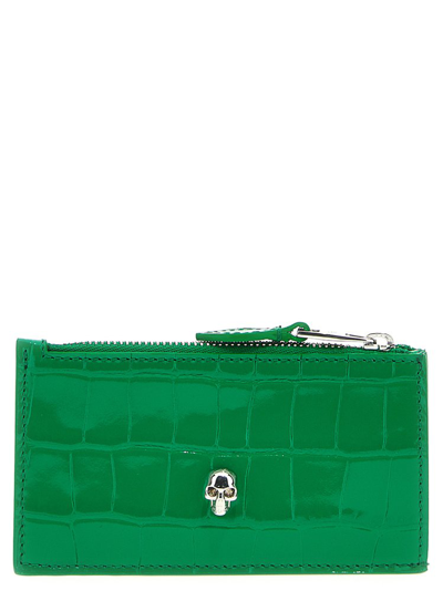 Alexander Mcqueen Skull Wallet In Green