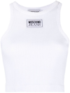 MOSCHINO LOGO-PATCH RIBBED CROPPED TANK TOP