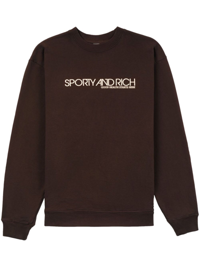 Sporty And Rich Disco Cotton Sweatshirt In Chocolate