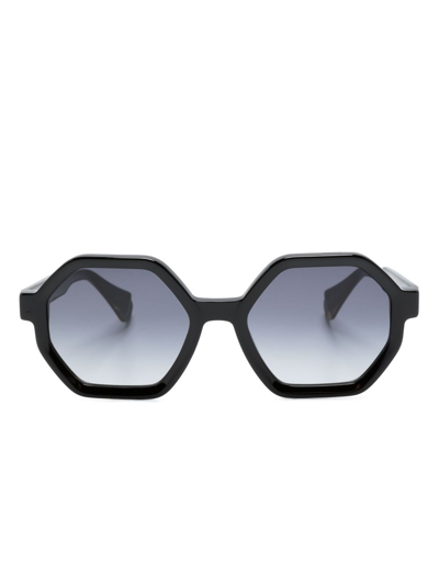 Gigi Studios Shirley Hexagonal-frame Sunglasses In Black
