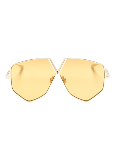 Valentino V-hexagon Oversized-frame Sunglasses In Gold