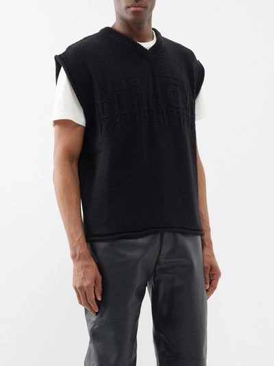 Mm6 Maison Margiela V-neck Wool-blend Sweater Vest In Nero