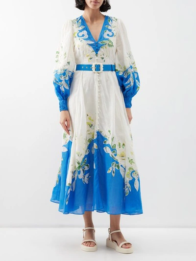 Alemais Rita Embroidered Midi Dress In Neutrals