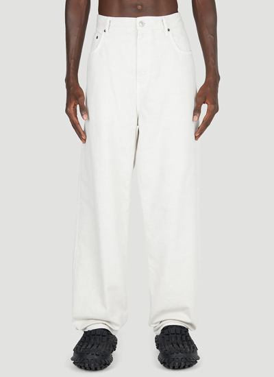 Balenciaga Wide Leg Jeans In Cream