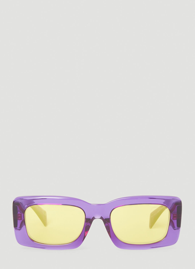 Versace Eckige Sonnenbrille Mit Greca-detail In Purple