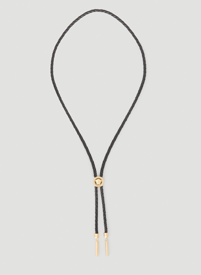 Versace Medusa-charm Braided Leather Necklace In Gold
