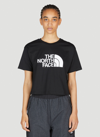 The North Face Black Cotton Cropped T Shirt With Logo In Black