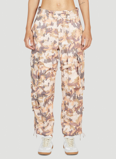 Isabel Marant Elore Camo Printed Cotton Cargo Pants In Neutrals