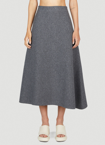 Jil Sander Flared Knit Maxi Skirt In Grey