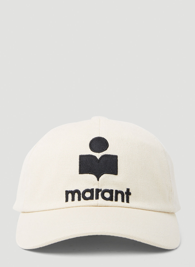 Isabel Marant Isabel Maran Womans Black Cotton Hat With Logo Print In Cream