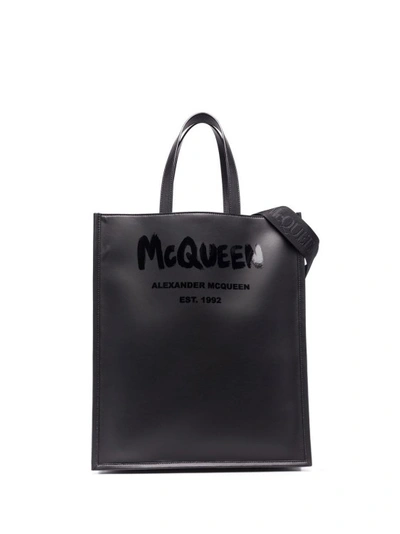 Alexander Mcqueen Logo-print Tote Bag In Black