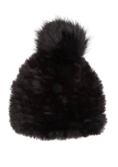 Jocelyn Faux Fur Pom Pom Hat In Black