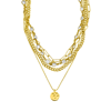 Adornia 14k Yellow Gold Plated Layered Pebbled Charm Necklace In Gold