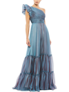 Mac Duggal Ruffle One-shoulder Chiffon A-line Gown In Multi