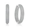 Genevive Sterling Silver White Or 14k Yellow Gold Plated With Cubic Zirconia 10-row French Pave Inside Out La In White