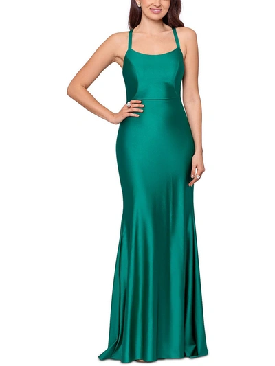 Xscape Womens Satin Maxi Evening Dress In Green