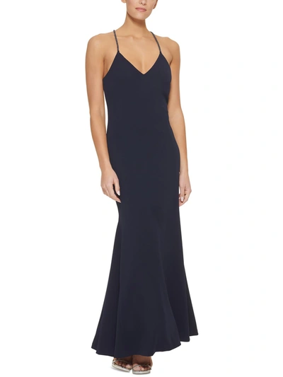 Dkny Womens Scuba Maxi Evening Dress In Blue