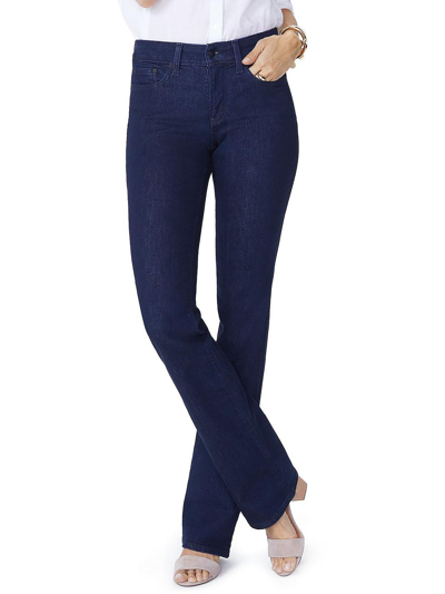 Nydj Petites Womens High Rise Lift Tuck Technology Bootcut Jeans In Blue