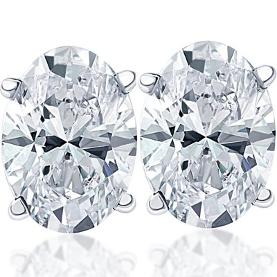 POMPEII3 2.37 CT LAB GROWN OVAL DIAMOND STUDS 14K WHITE GOLD EARRINGS