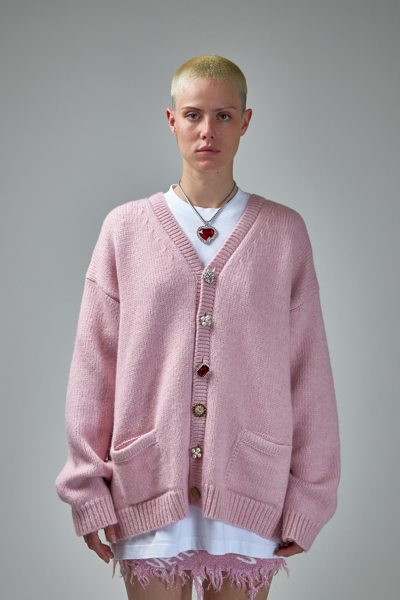 Vetements Fancy Button Cardigan In Pink