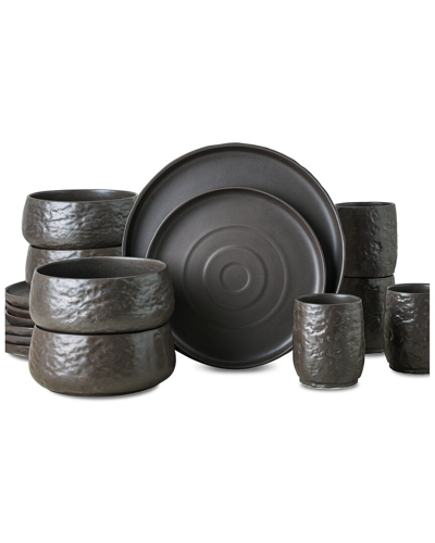 Stone By Mercer Project Stone Lain By Mercer Project Shosai 16pc Stoneware Dinnerware Set In Black