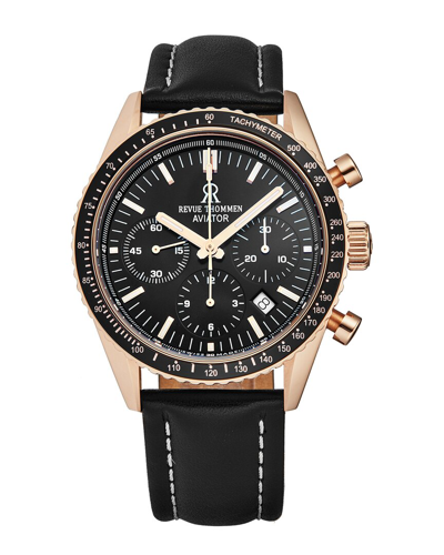 Revue Thommen Aviator Chronograph Automatic Black Dial Men's Watch 17000.6567 In Black / Gold Tone / Rose / Rose Gold Tone