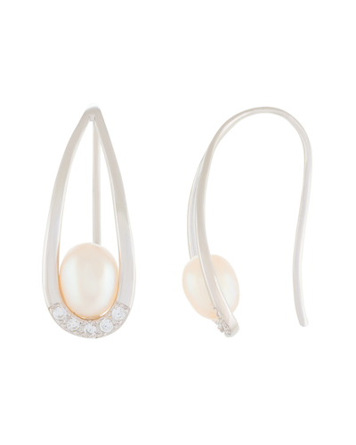 Splendid Pearls Rhodium Over Silver 6-6.5mm Pearl Earrings