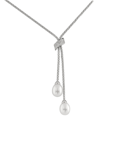 Splendid Pearls Rhodium Over Silver 7-8mm Pearl Pendant