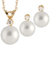 Splendid Pearls 14k 0.15 Ct. Tw. Diamond Pearl Set