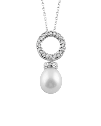 Splendid Pearls Rhodium Over Silver 8-8.5mm Pearl Pendant