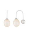 SPLENDID PEARLS SPLENDID PEARLS RHODIUM OVER SILVER 7.5-8MM PEARL EARRINGS