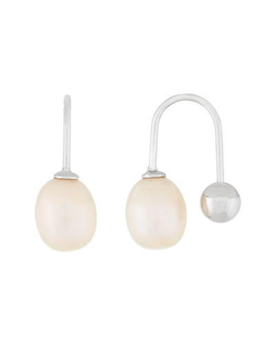 Splendid Pearls Rhodium Over Silver 7.5-8mm Pearl Earrings